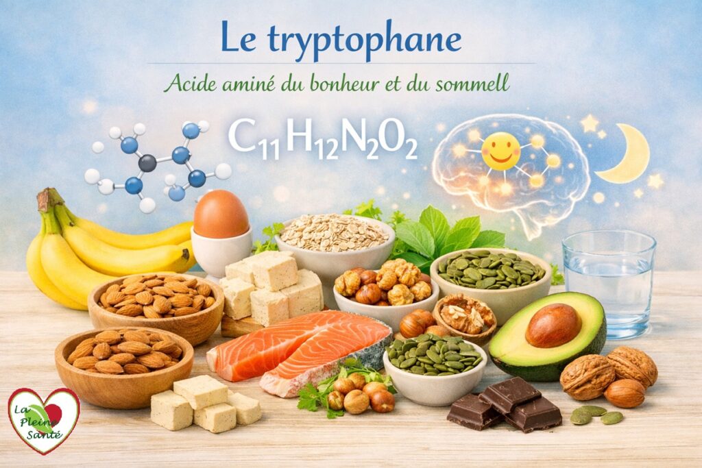Aliments : noix, amandes, bananes , œufs, chocolat noir qui contiennent du tryptophane